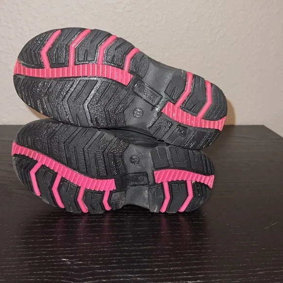 Totes Tammy Girls' Winter Pink Black‎ Boots Size 11 Waterproof Rain Boot EUC - Picture 7 of 9